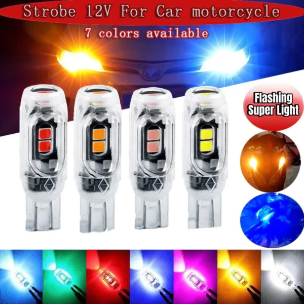 Random T10 W5W LED Strobe Bulb 12V